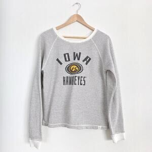 Iowa Hawkeyes NCAA Striped Raglan Blue 84 Sweatshirt Vintage Style Gameday Top